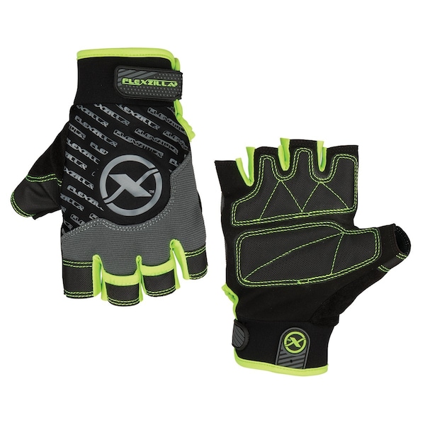 Guantes de alto rendimiento Legacy Flexzilla con dedos descubiertos, palma de poliuretano, gris/negro/verde Zilla, XXL - GH330XXL