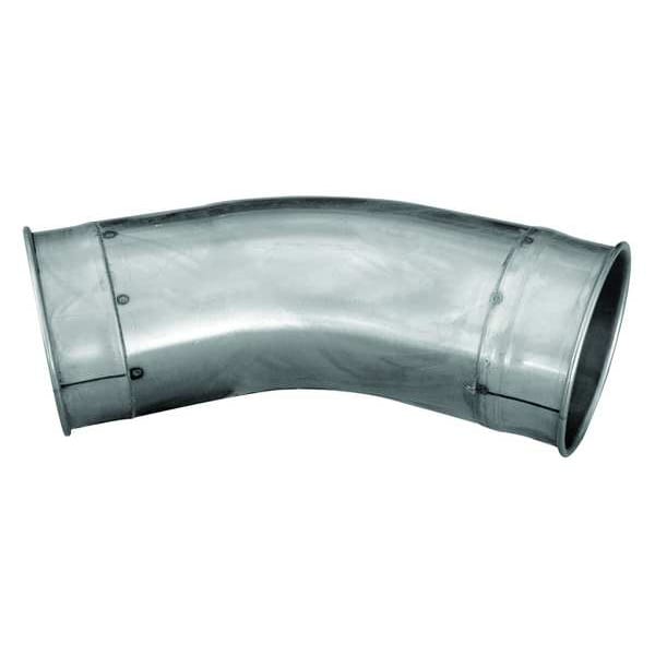 Codo de 60 grados redondo, Diámetro de conducto de 5 pulgadas, Acero galvanizado, Calibre 14, 10 3/4 pulgadas de ancho, 10-3/4 pulgadas de largo, 5 pulgadas de altura.