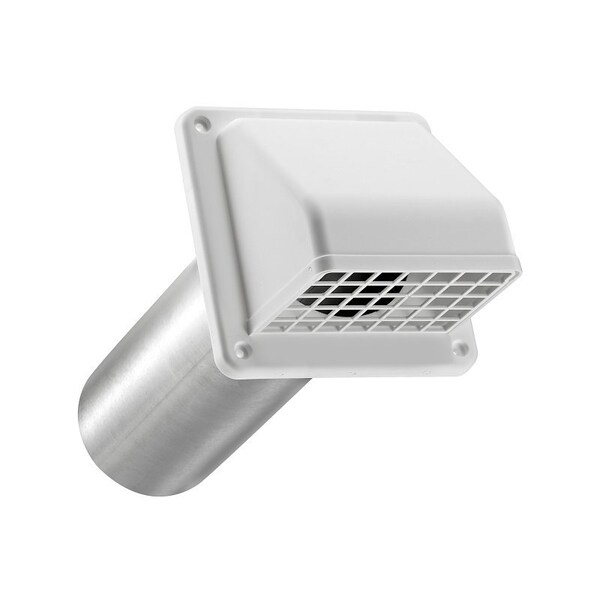 Campana de extracción de capucha 224WS, 6.49 pulgadas de ancho, 4.81 pulgadas de alto, conducto de 4 pulgadas, capucha de plástico, capucha en color blanco