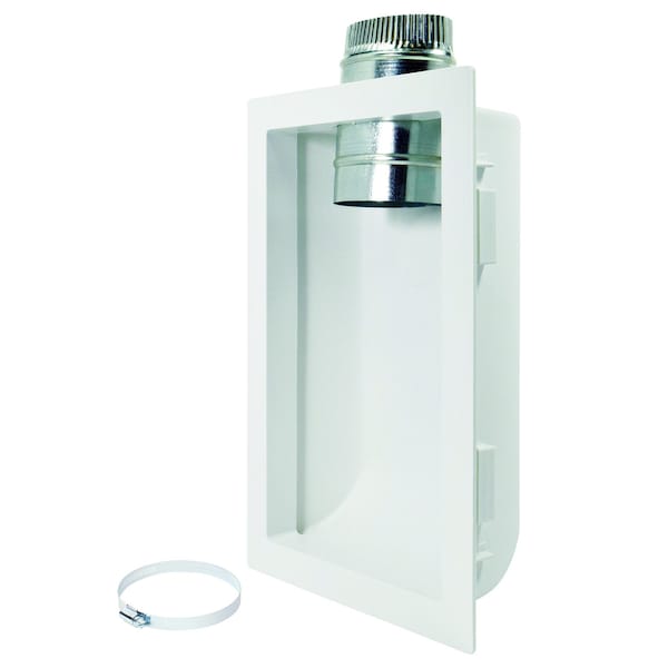 Caja de ventilación para secadora de aluminio plateado/blanco de 4.25 pulgadas de largo X 4 pulgadas de diámetro