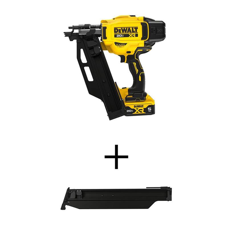 DEWALT 20V Litio-Ion 21° Clavadora de armazón inalámbrica con kit de cargador y batería de 5.0 Ah y cargador - DCN920P1WDZN920.