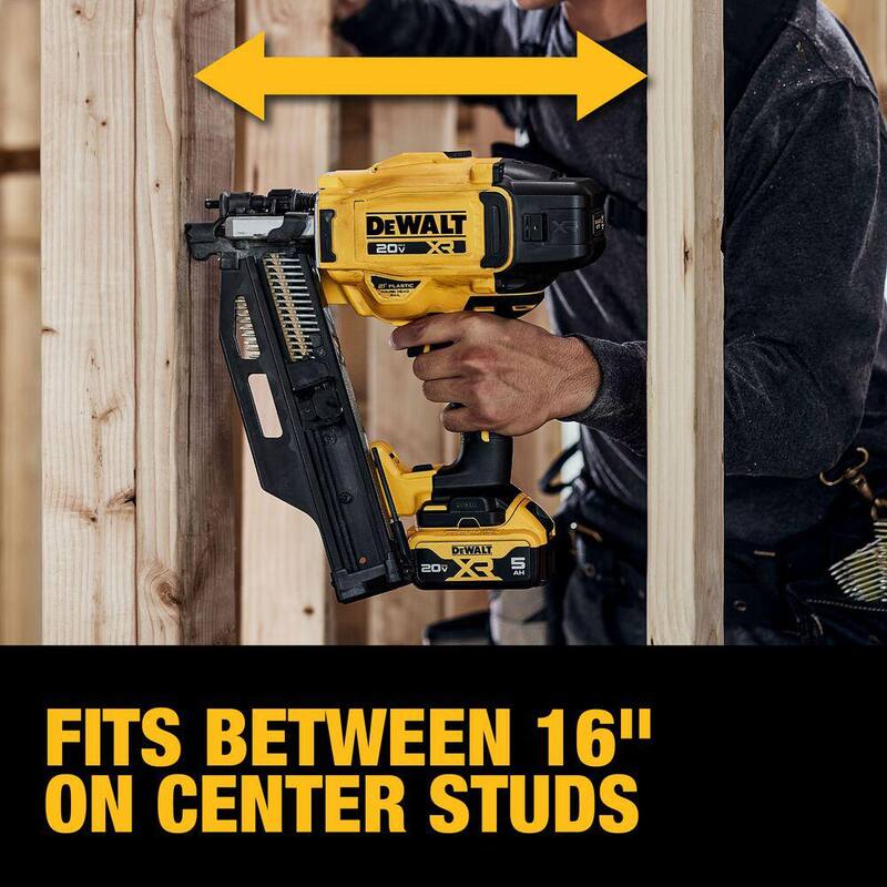 DEWALT 20V Litio-Ion 21° Clavadora de armazón inalámbrica con kit de cargador y batería de 5.0 Ah y cargador - DCN920P1WDZN920.