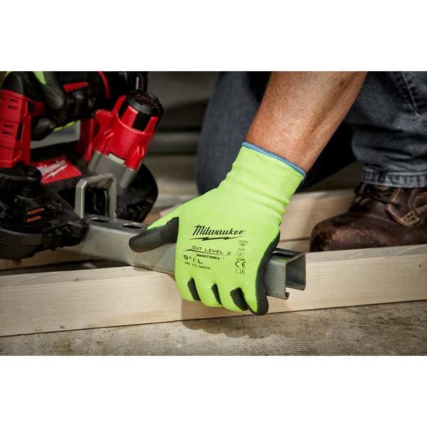Guantes Milwaukee Tool de 12 paquetes de alta visibilidad, nivel de corte 4, recubiertos de poliuretano - XL - 48-73-8943B.