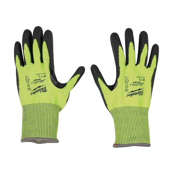 Guantes Milwaukee Tool de 12 paquetes de alta visibilidad, nivel de corte 4, recubiertos de poliuretano - XL - 48-73-8943B.