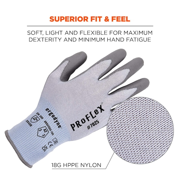 Proflex de Ergodyne Guantes recubiertos de PU ANSI A2 CR 12 pares, azules, tamaño S - 7025-12PR.