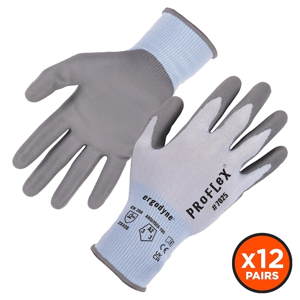 Proflex de Ergodyne Guantes recubiertos de PU ANSI A2 CR 12 pares, azules, tamaño S - 7025-12PR.