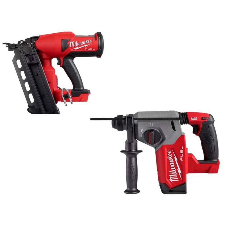 Milwaukee M18 FUEL 18-Volt Lithium-Ion Brushless Cordless Duplex Nailer (Sólo Herramienta) con Martillo Rotativo SDS-Plus de 1 pulgada M18 FUEL - 2844-20-2912-20.