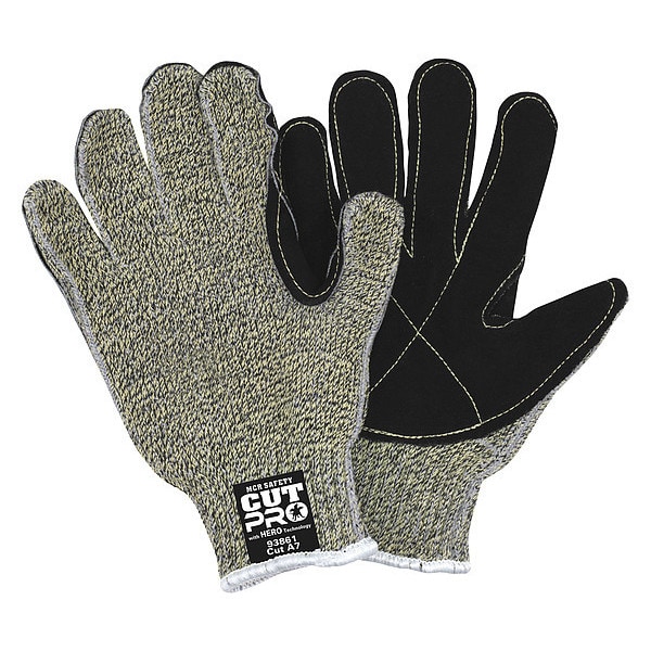Guantes de seguridad resistentes a cortes de Mcr, Nivel de corte A7, 7 ga, Amarillo, XL - 93861XL