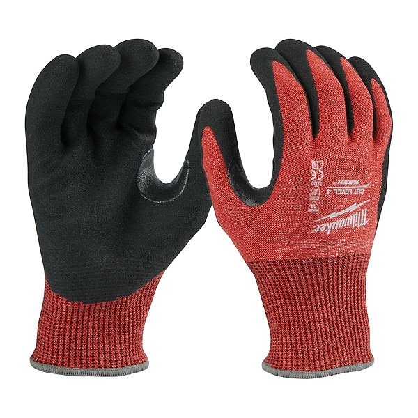 Guantes Milwaukee Tool con recubrimiento de nitrilo nivel de corte 4 - Talla Mediana, Nivel de corte A4, 13 g, Rojos, M (8) - 48-22-8946.