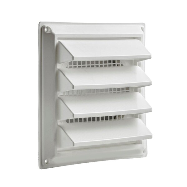 Rejilla de ventilación de plástico blanco de 6 pulgadas con lamas, paquete de 6