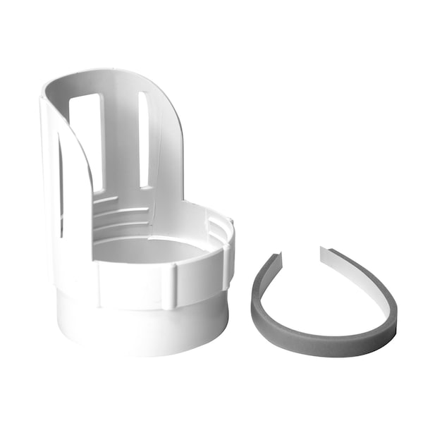 Conector de Ducto de Aluminio Blanco de 5.63 pulg. L x 4 pulg. D con Protector Deflect-O