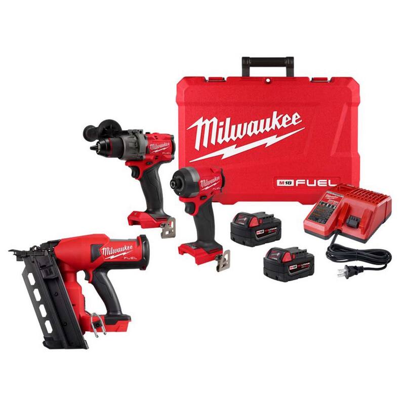Milwaukee M18 FUEL Clavadora inalámbrica dúplex de 18 voltios con motor sin escobillas de iones de litio con kit combo de taladro martillo y destornillador de impacto M18 FUEL - 2844-20-3697-22