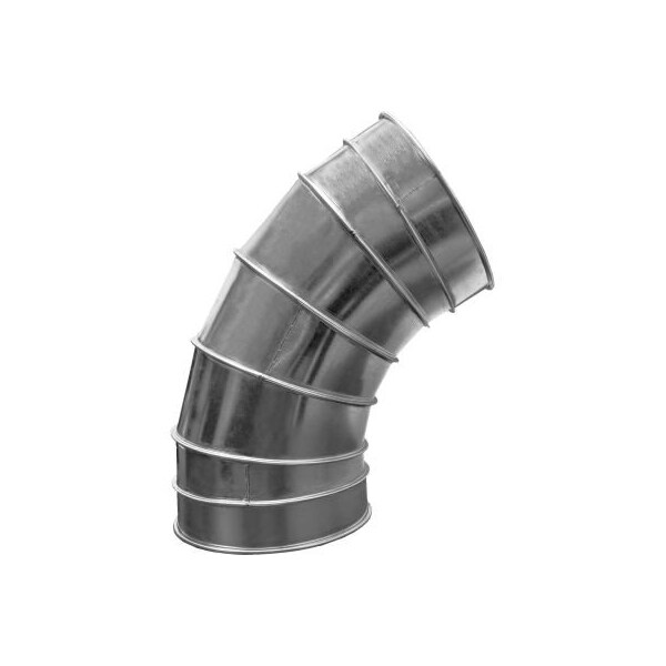 Codo de 60 grados con sujeción por abrazadera de ducto de EE. UU., de 1.5 radio de curvatura, 8" de diámetro, galvanizado, calibre 20