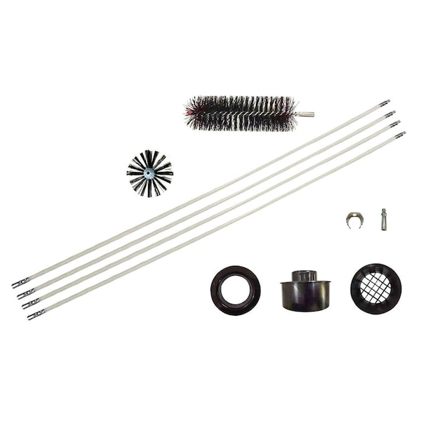Kit de limpieza de conducto de secador de 12 pies impulsado por taladro, blanco - 11 piezas