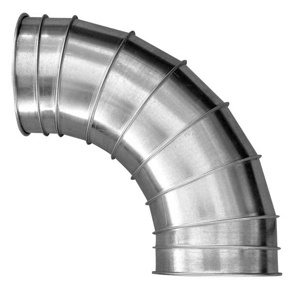 Codo de 60 grados redondo, diámetro de ducto de 6 pulgadas, acero galvanizado, calibre 24, 13-1/2" de largo