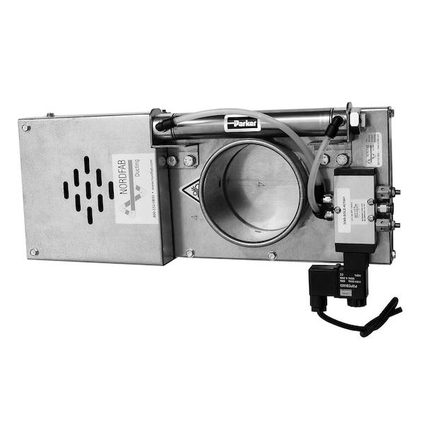 Compuerta de expulsión automática NFES redonda, acero galvanizado, calibre 22, 10-1/4" de ancho, 5 1/4" de largo, 25-1/2" de alto.
