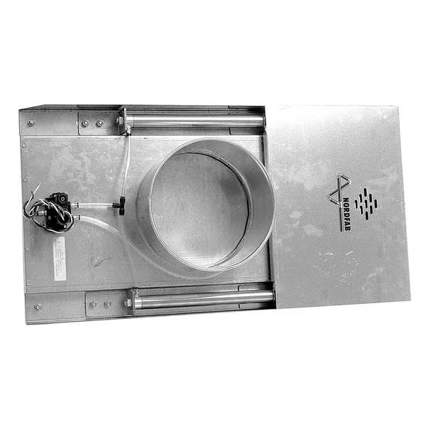 Compuerta de Descarga Automática Redonda NFES, Acero Galvanizado, Calibre 20, 23.30" de Ancho, 12" de Largo, 41" de Altura