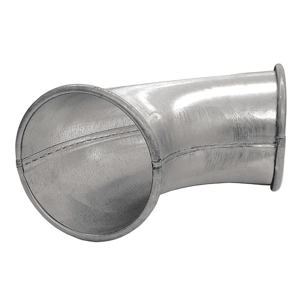 Codo redondo de 90 grados, 4 pulgadas de diámetro de conducto, acero galvanizado, calibre 24, 10 pulgadas de longitud.