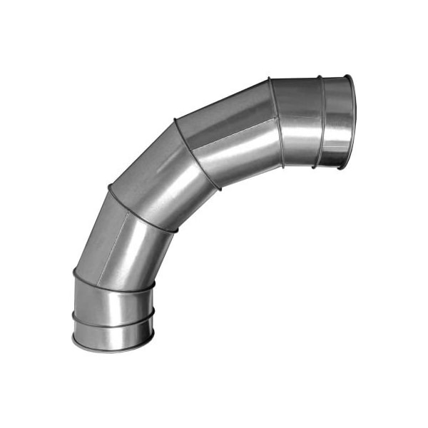 Unión en Abrazadera para Ducto de 90°, Radio de Curvatura de 2.5", Diámetro de 8", Galvanizado, Calibre 18