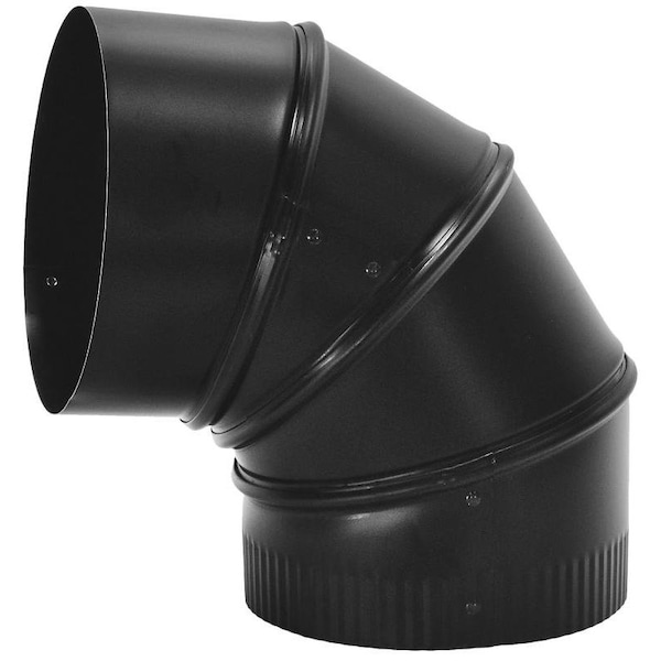 Codo de Estufa, Ángulo de 90 grados, 5 pulgadas, Calibre 24, Acero, Negro, Mate.