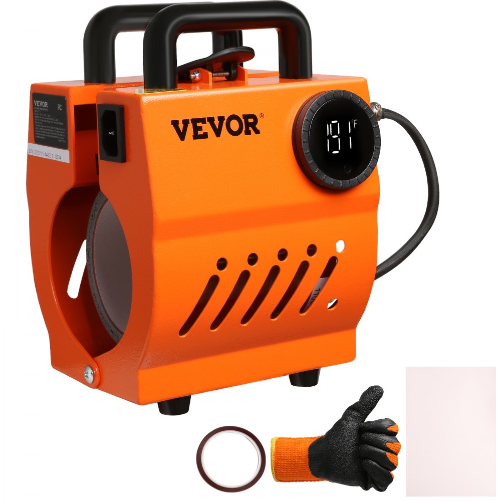 VEVOR Mug Heat Press, 11oz-15oz Coffee Mugs Tumblers, Mini Cup Press Machine, DIY Sublimation Blanks, Handheld Lightweight Presser as Holiday Gift Present, with Tape Gloves Accessories - SDK350W1115OZ136BV1
