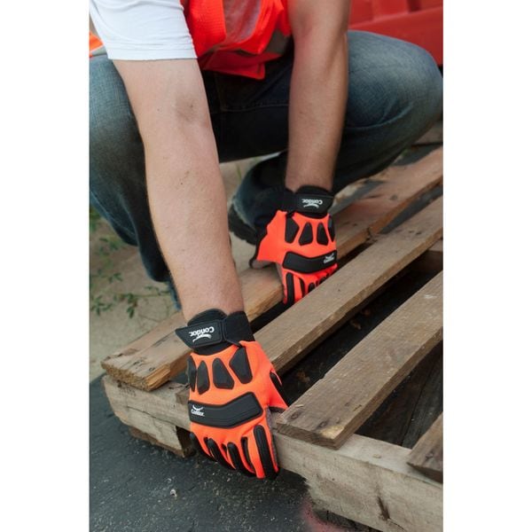 Guantes mecánicos Condor Hi-Vis, S, negros/naranjas, Spandex - 33J501