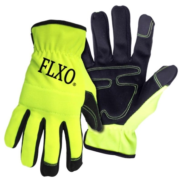 Guante mecánico para exteriores de hombre Boss FLXO con puño abierto en color verde de alta visibilidad, tamaño grande, 1 par - B52121-L
