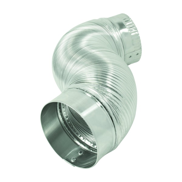 Conector de Conducto de Aluminio Plateado y Blanco de 24 pulgadas de largo por 4 pulgadas de diámetro de Deflect-O Jordan.