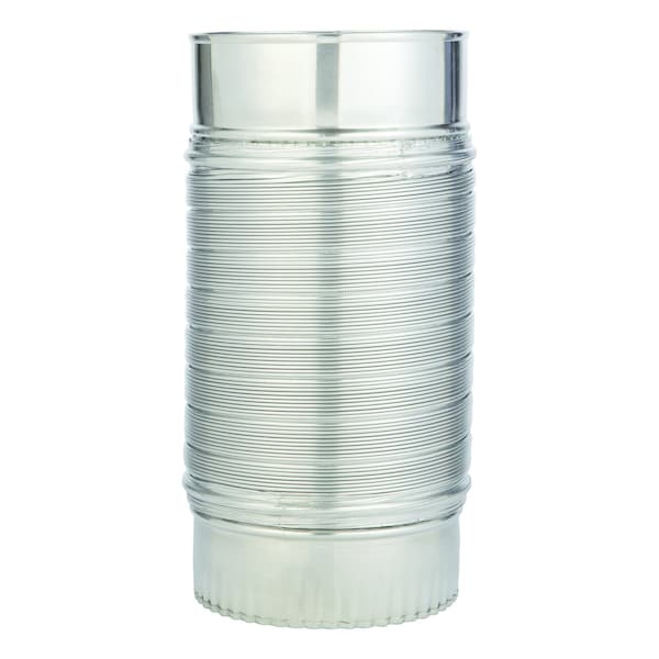 Conector de Conducto de Aluminio Plateado y Blanco de 24 pulgadas de largo por 4 pulgadas de diámetro de Deflect-O Jordan.