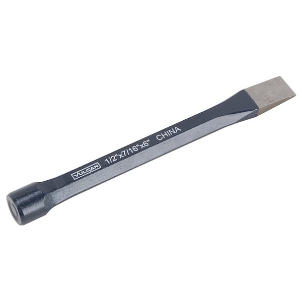Vulcan Cold Chisel, 1/2 in Tip, 6 in OAL, Chrome Alloy Steel Blade, Hex Shank Handle - JL-CSL004