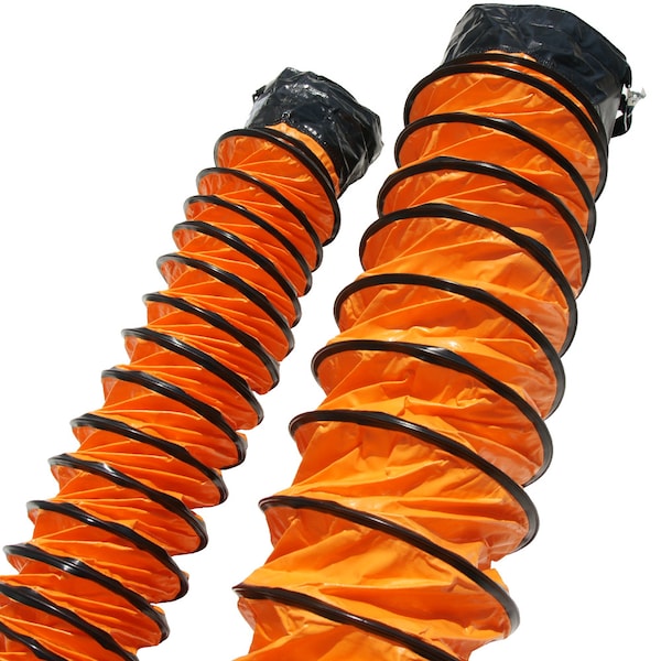 "Ventilador de aire Naranja Manguera de conducto de ventilación - Manguera de 18" de diámetro x 25' de largo (totalmente extendida)"