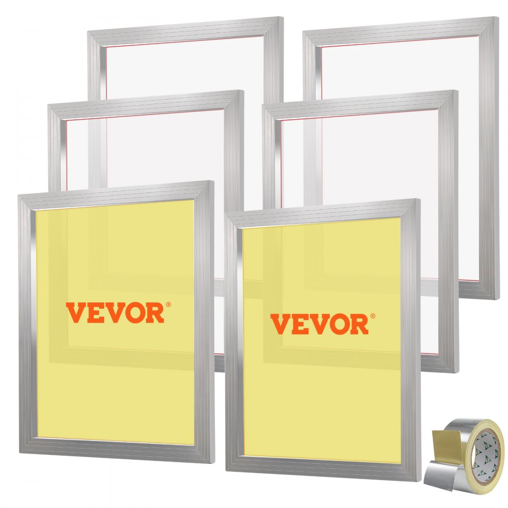 VEVOR Screen Printing Kit, 6 Pieces Aluminum Silk Screen Printing Frames, 20x24inch Silk Screen Printing Frame with 160 Count Mesh, High Tension Nylon Mesh and Sealing Tape for T-shirts DIY Printing - SYKJD616020246S9BV0
