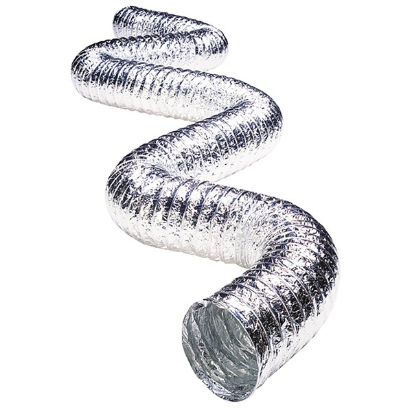 Manguera de ventilación de aluminio plateado/blanco Deflect-O de 240 pulgadas de largo x 6 pulgadas de diámetro