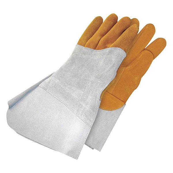 Guante de soldadura TIG Bdg con parche de piel de venado en la mano trasera izquierda, talla S - 64-1-1525-9