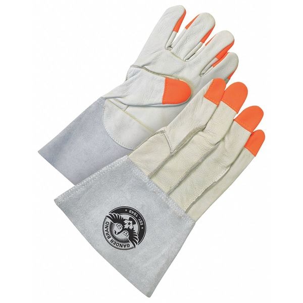Guante de utilidad con puño largo y yema de los dedos de alta visibilidad de piel de res a granel, talla XL - 60-1-1275-XL