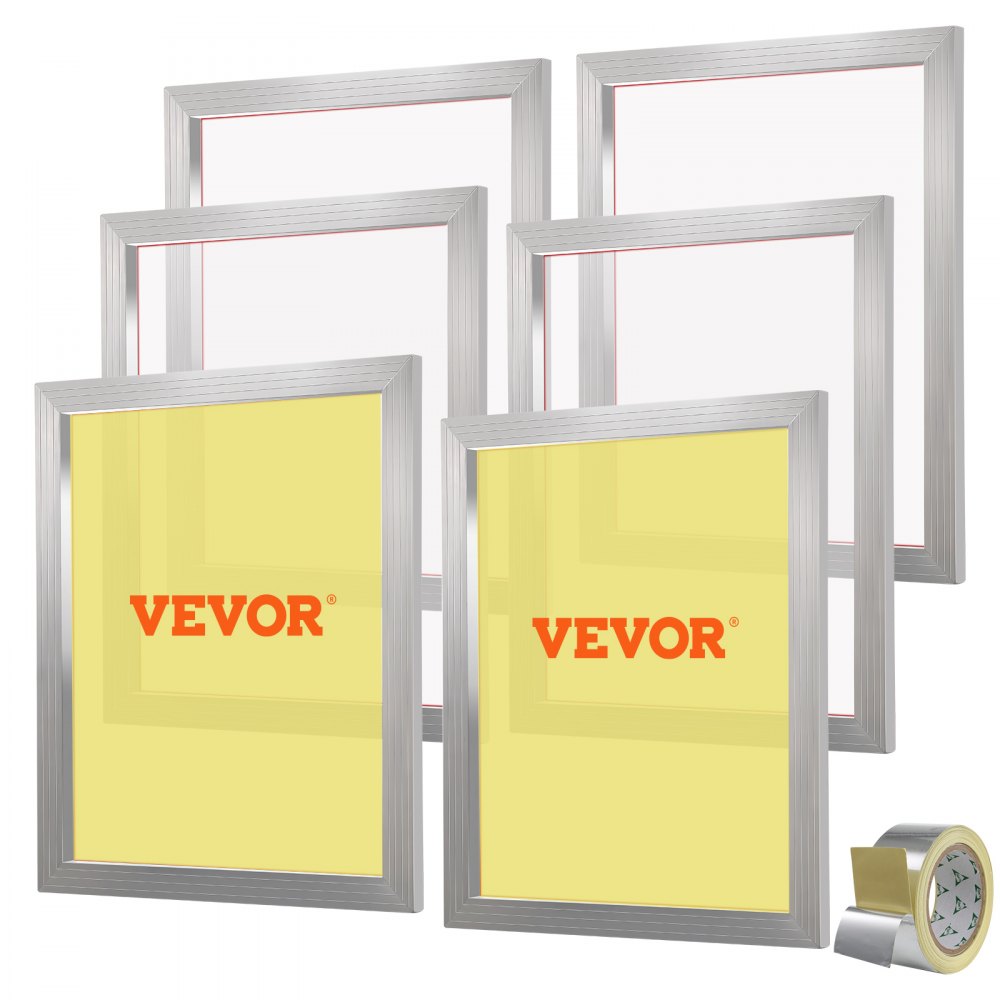 VEVOR Screen Printing Kit, 6 Pieces Aluminum Silk Screen Printing Frames, 20x24inch Silk Screen Printing Frame with 305 Count Mesh, High Tension Nylon Mesh and Sealing Tape for T-shirts DIY Printing - SYKJD63052024233BV0