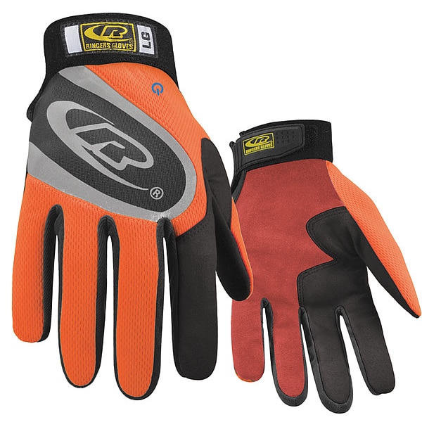 Guantes de mecánico Ringers Gloves, naranja/negro/rojo, capa única, cuero sintético - 136-07