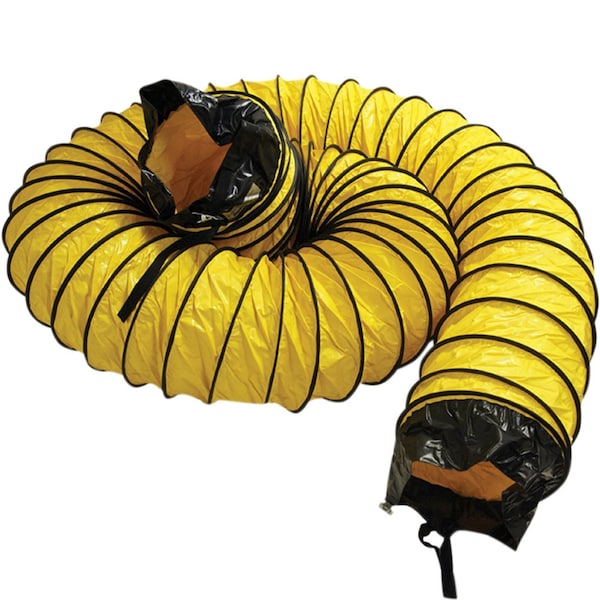 Ventilador de Aire Amarillo - Manguera de Conducto de Ventilación - Manguera de 8" de Diámetro x 25 pies de Longitud (Totalmente Estirada)