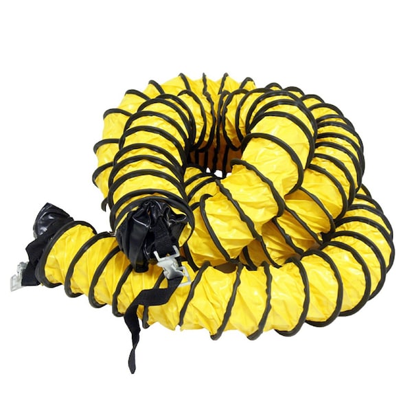 Ventilador de Aire Amarillo - Manguera de Conducto de Ventilación - Manguera de 8" de Diámetro x 25 pies de Longitud (Totalmente Estirada)