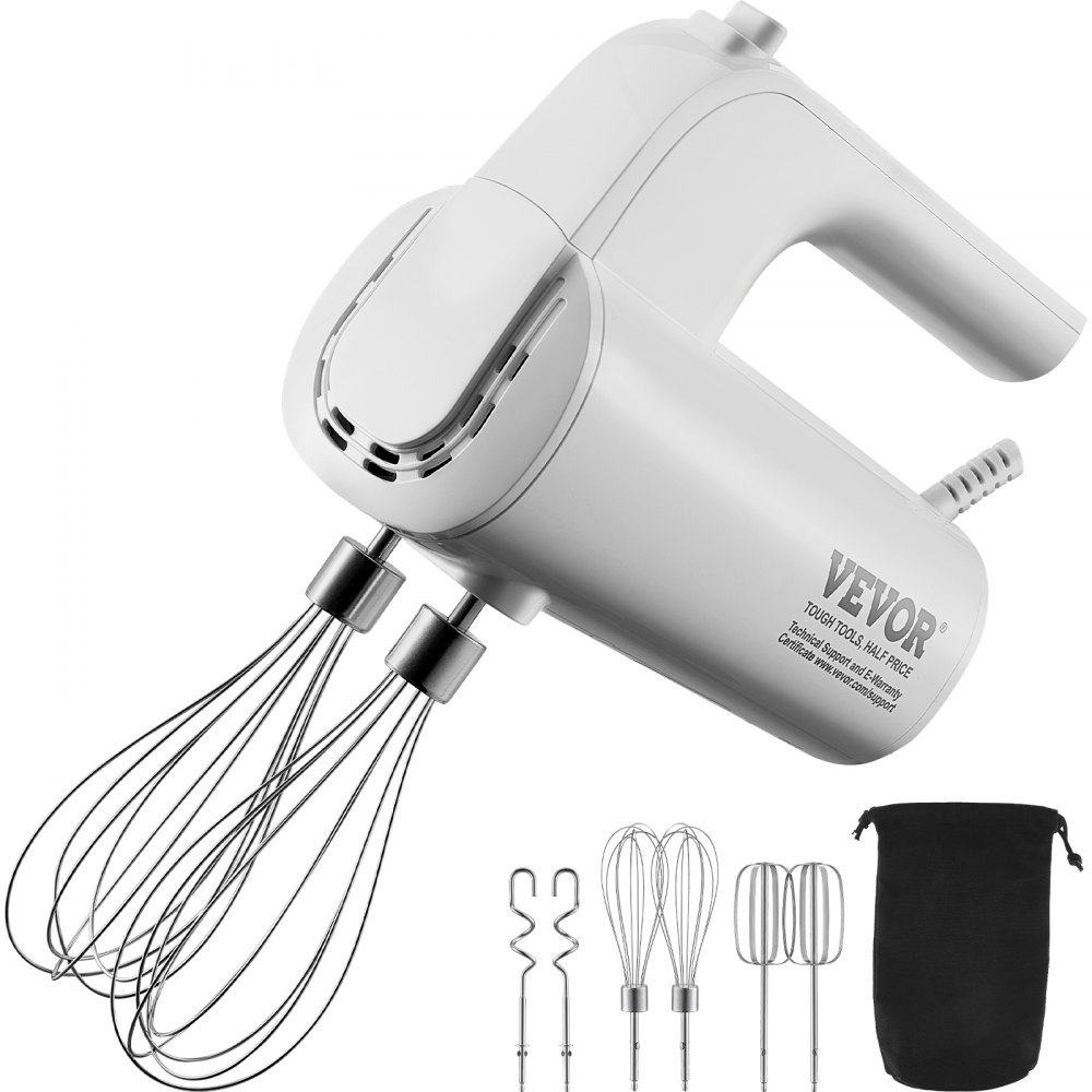 VEVOR Digital Electric Hand Mixer, 5-Speed, 200W Portable Electric Handheld Mixer, with Turbo Boost Beaters Dough Hooks Whisks Storage Bag, Baking Supplies for Whipping Mixing Egg Cookie Cake Cream - SXSDDQ240W9YH5PVTV1