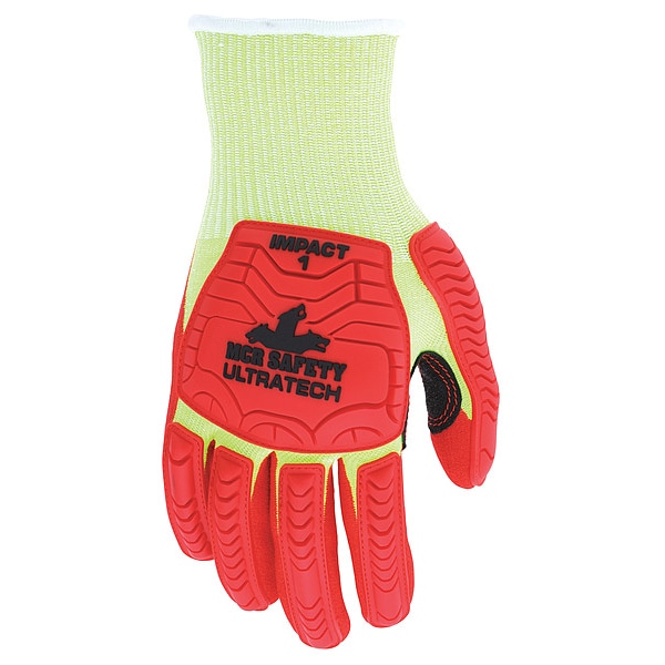 Guantes recubiertos de seguridad Mcr, nivel de corte A4, calibre 13, rojo/blanco/amarillo, 2XL - UT1953XXL