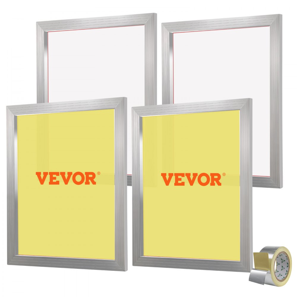 VEVOR Screen Printing Kit, 4 Pieces Aluminum Silk Screen Printing Frames, 20x24inch Silk Screen Printing Frame with 355 Count Mesh, High Tension Nylon Mesh and Sealing Tape for T-shirts DIY Printing - SYKJD43552024EJJNV0