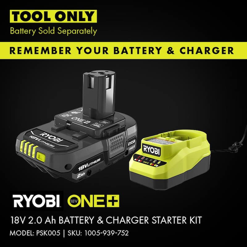 RYOBI ONE+ 18V 18-Guage Clavadora de Brad AirStrike inalámbrica con sierra de calar inalámbrica - P321-PCL525B