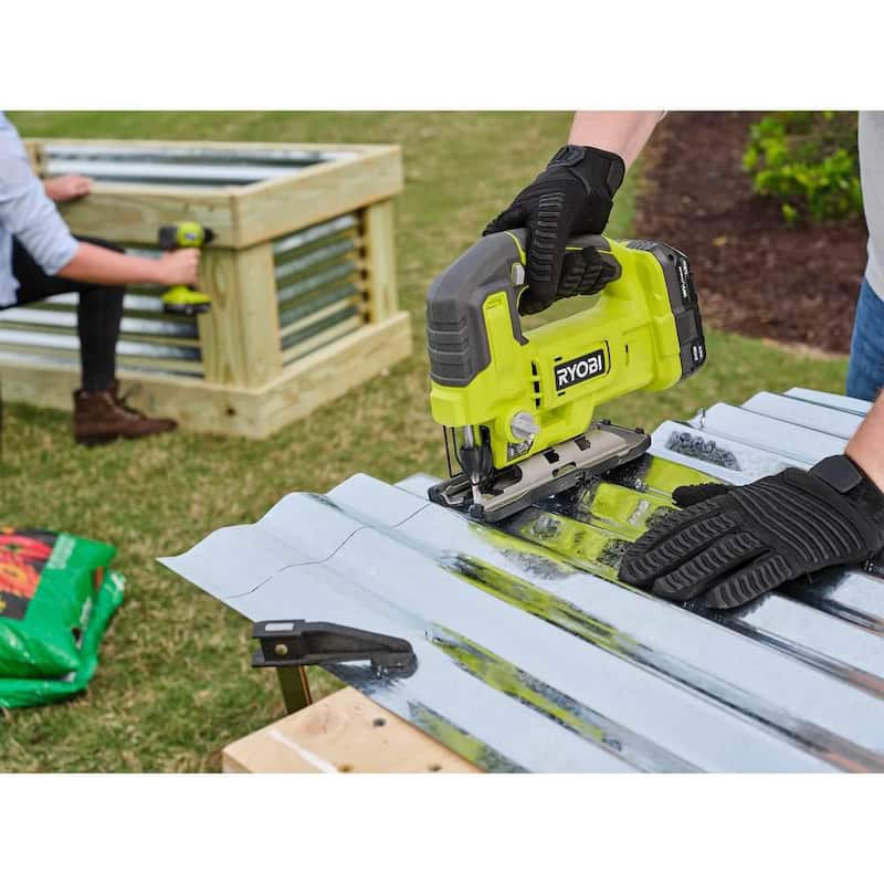 RYOBI ONE+ 18V 18-Guage Clavadora de Brad AirStrike inalámbrica con sierra de calar inalámbrica - P321-PCL525B