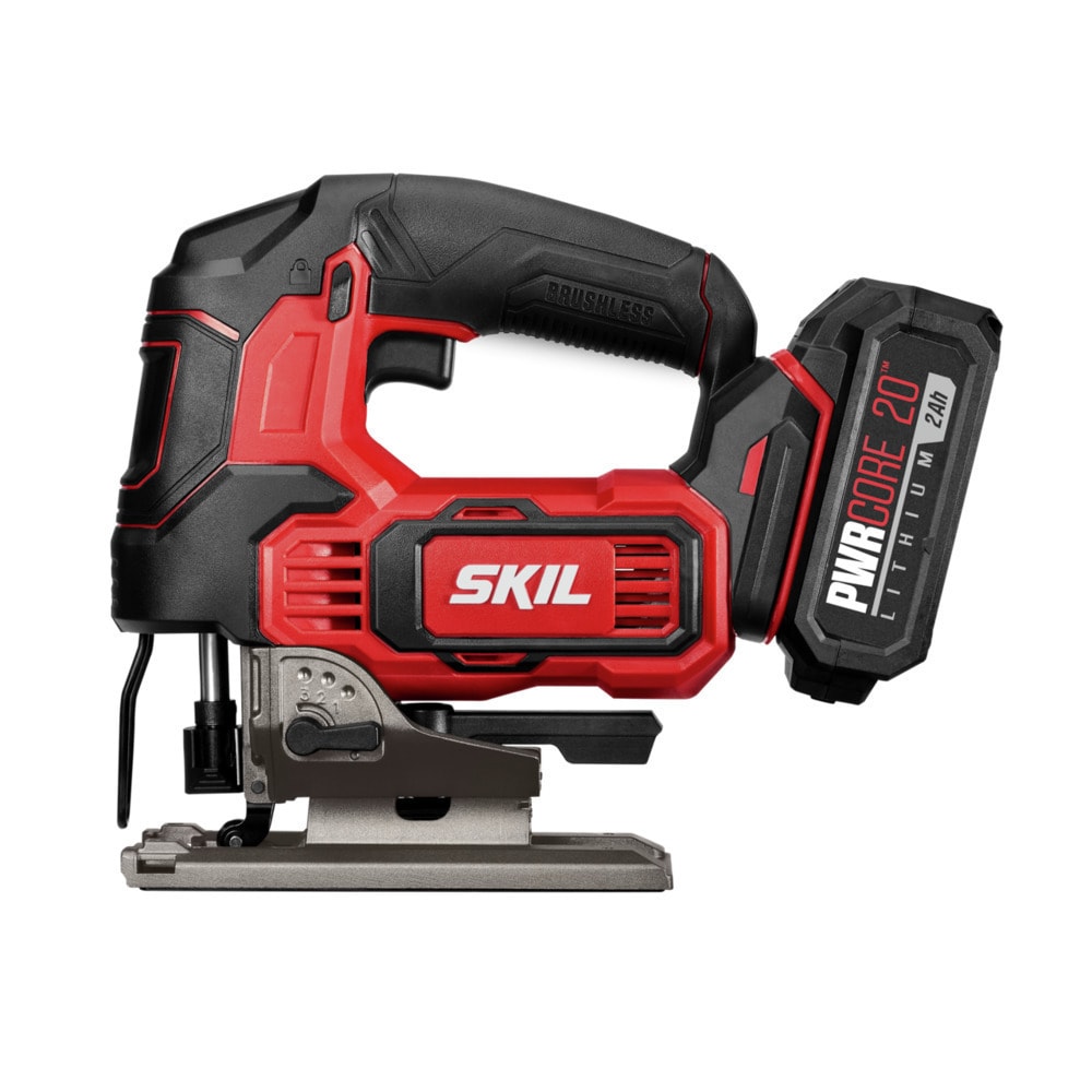Sierra caladora inalámbrica sin llave SKIL PWR CORE 20 de 20 voltios con velocidad variable y motor brushless (Incluye batería) JS820202