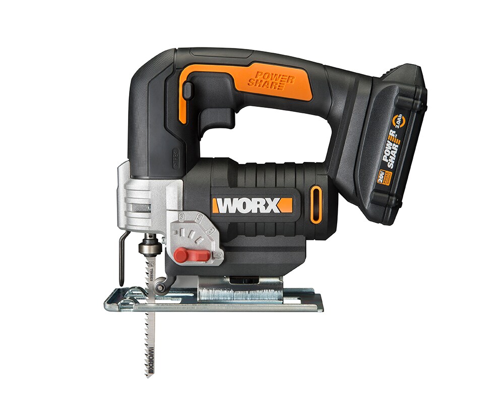 Sierra caladora inalámbrica WORX Power Share de 20 voltios con velocidad variable y sin llave (batería incluida) WX543L