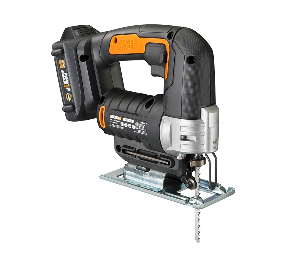 Sierra caladora inalámbrica WORX Power Share de 20 voltios con velocidad variable y sin llave (batería incluida) WX543L