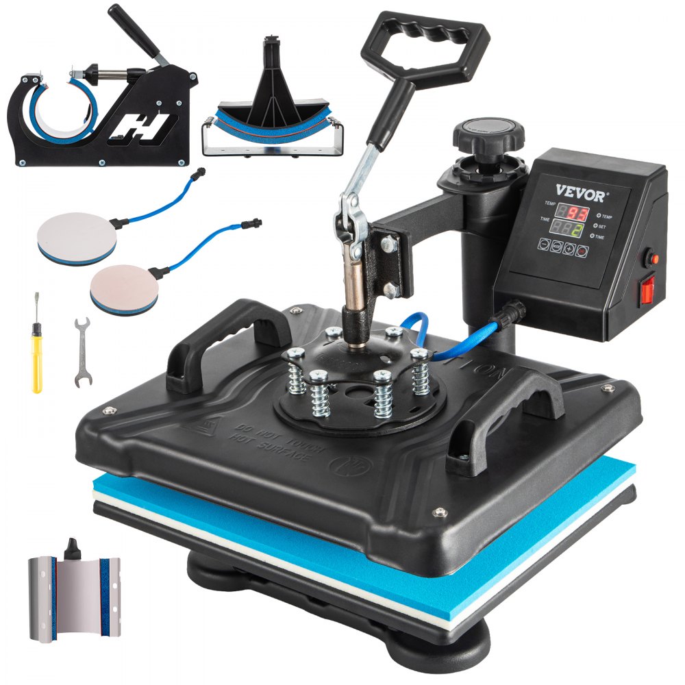 VEVOR Heat Press Machine, 12X15 Inch 6 in 1 Combo Digital Multifunctional Sublimation Heat Transfer Machine, 360 Degree Rotation Swing Away Heat Press for Printing T Shirts Hat Mug Cap Plate 1050W - DGNTHJLH2938-PGTVV1