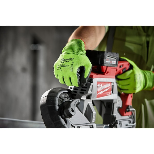Guantes de seguridad con recubrimiento de poliuretano de alta visibilidad Milwaukee Tool nivel de corte 5 - Talla mediana, nivel de corte A5, calibre 13, color lima, M (8) - 48-73-8951