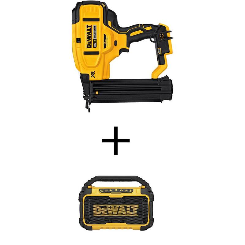 DEWALT 20V MAX XR Clavadora de Brad inalámbrica eléctrica de 18 calibre de ion de litio y Altavoz inalámbrico Bluetooth 20V MAX - DCN680BWDCR010